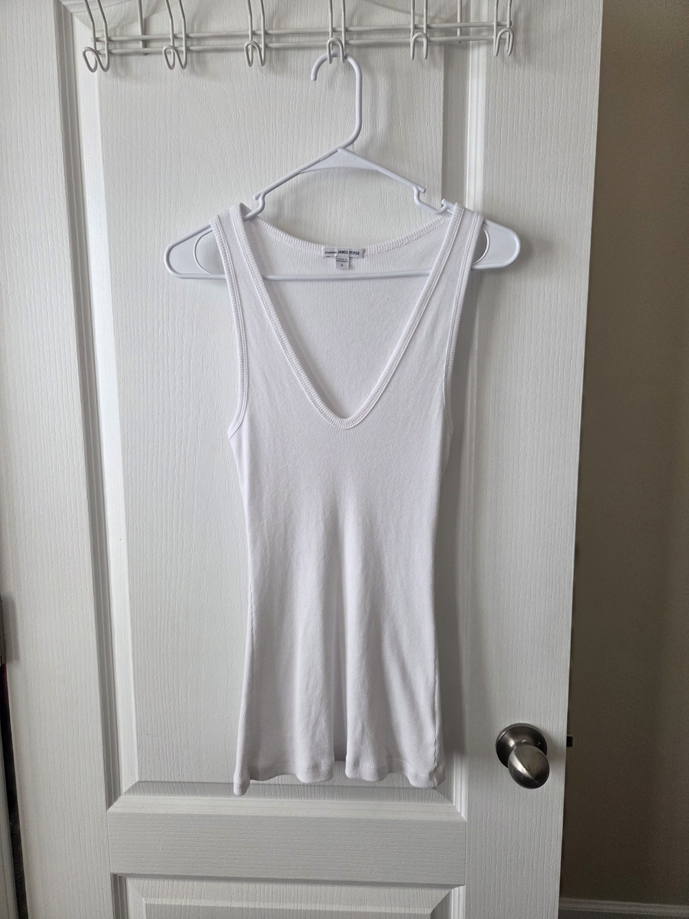 James Perse White V-Neck Ribbed Tank